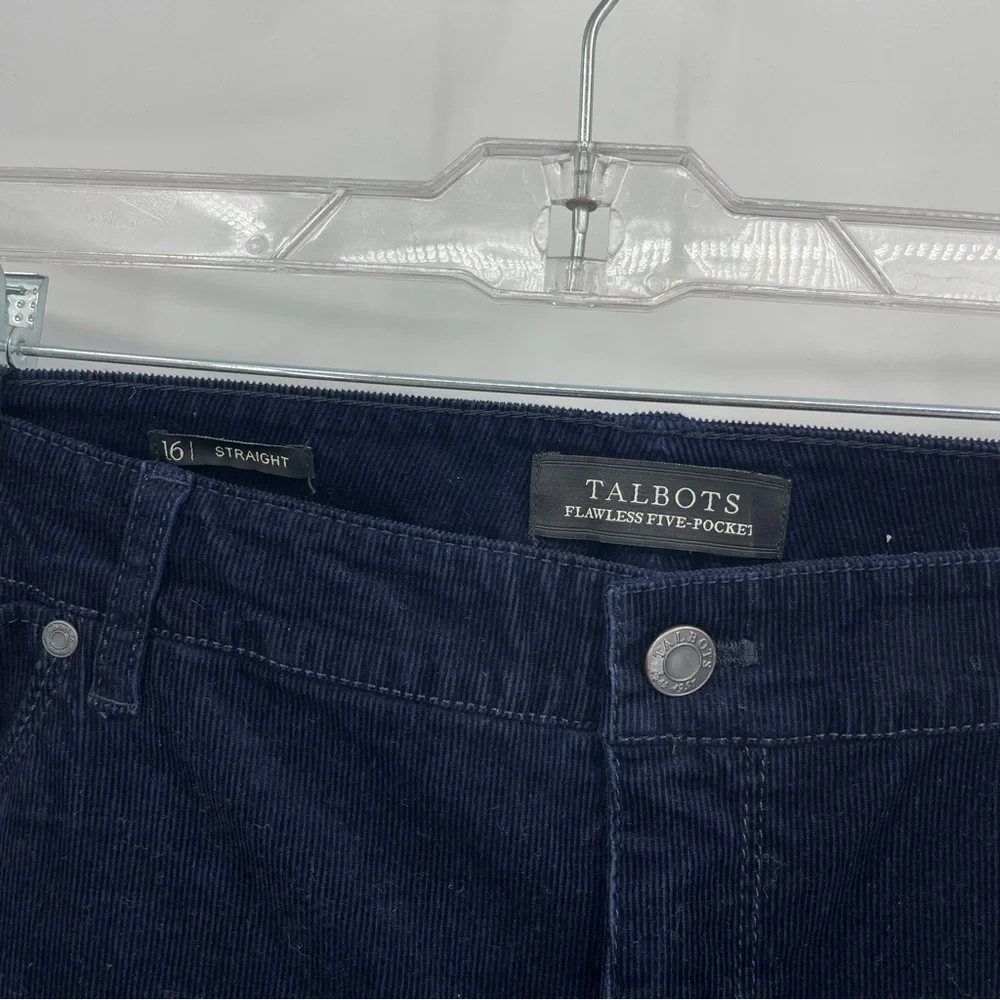 Talbots Flawless Five Pocket Slim Ankle navy blue‎ Corduroy Pants Sz 16
